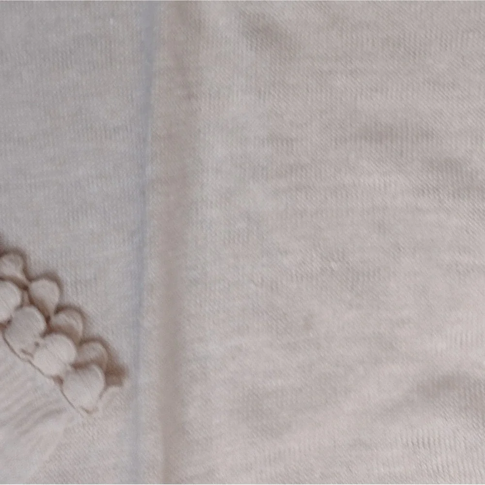 J Crew Womens Scoop Neck Linen Sweater With‎ Pom Pom Trim SKUW197